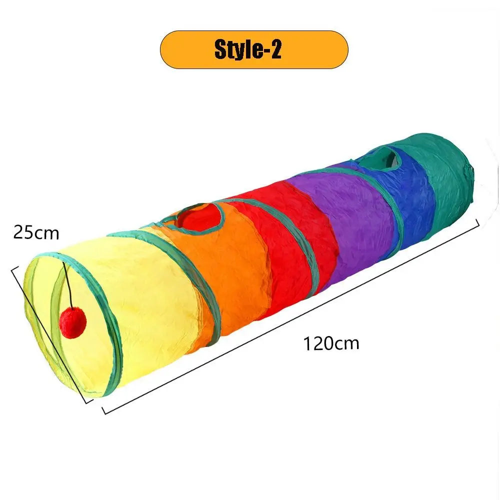 Túnel plegable interactivo para gatos y pequeñas mascotas.