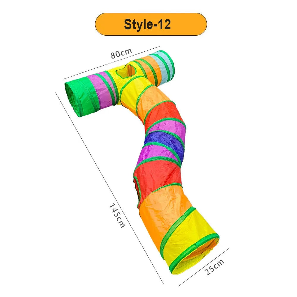 Túnel plegable interactivo para gatos y pequeñas mascotas.