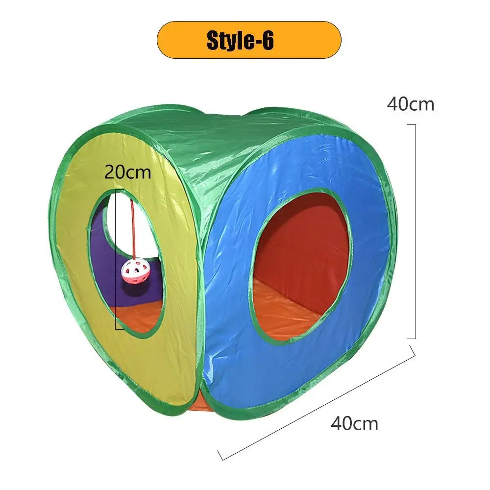 Túnel plegable interactivo para gatos y pequeñas mascotas.