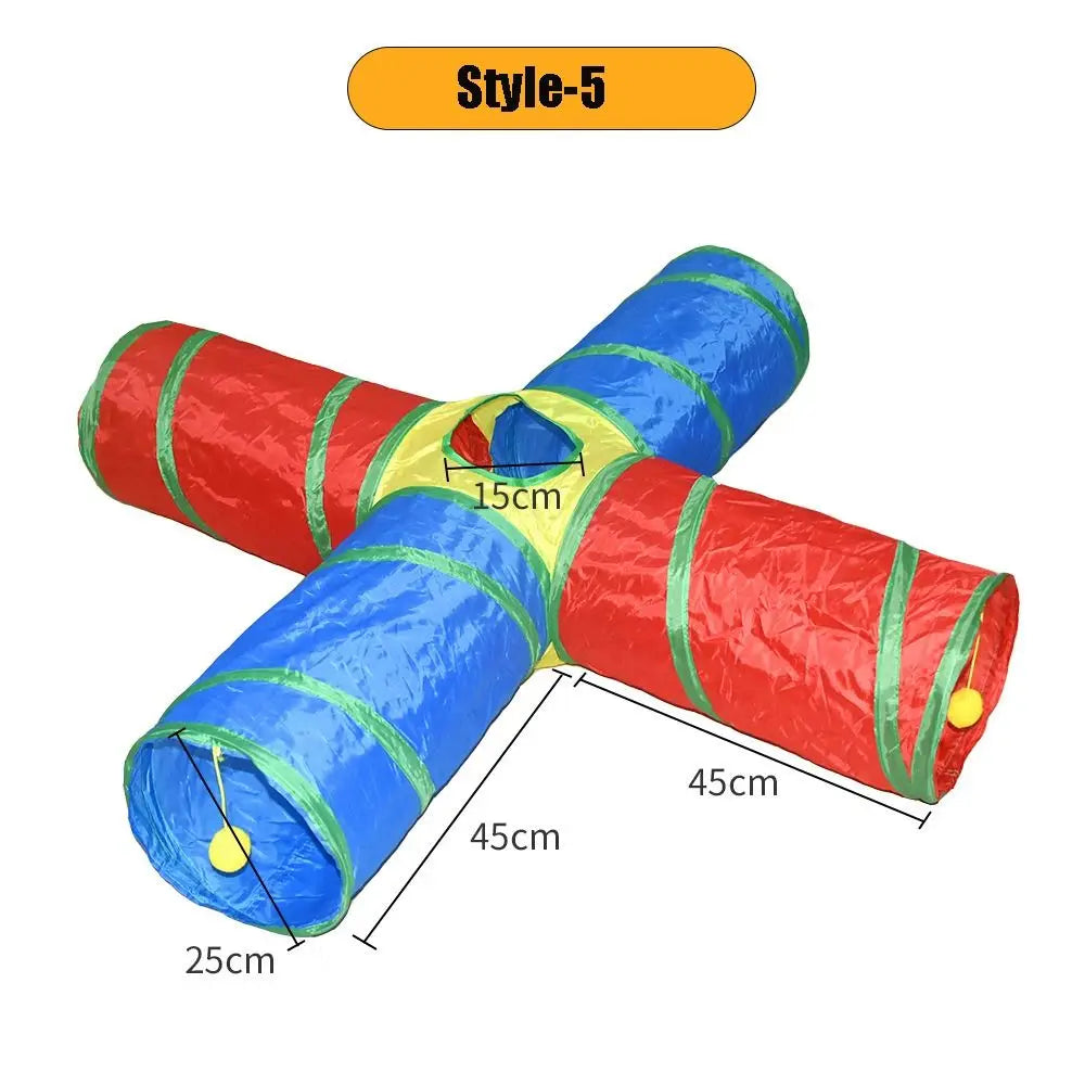 Túnel plegable interactivo para gatos y pequeñas mascotas.