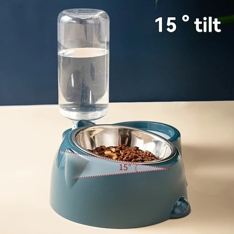 Comedero y dispensador de agua 2 en 1 ergonómico para mascotas