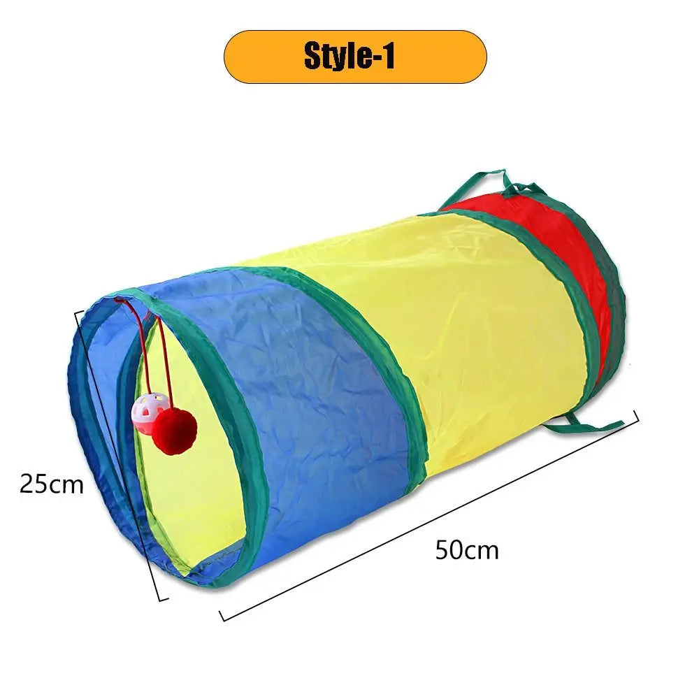 Túnel plegable interactivo para gatos y pequeñas mascotas.