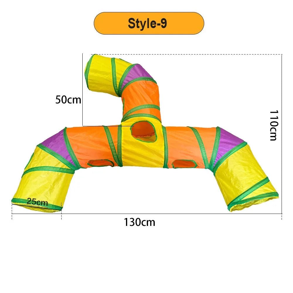 Túnel plegable interactivo para gatos y pequeñas mascotas.