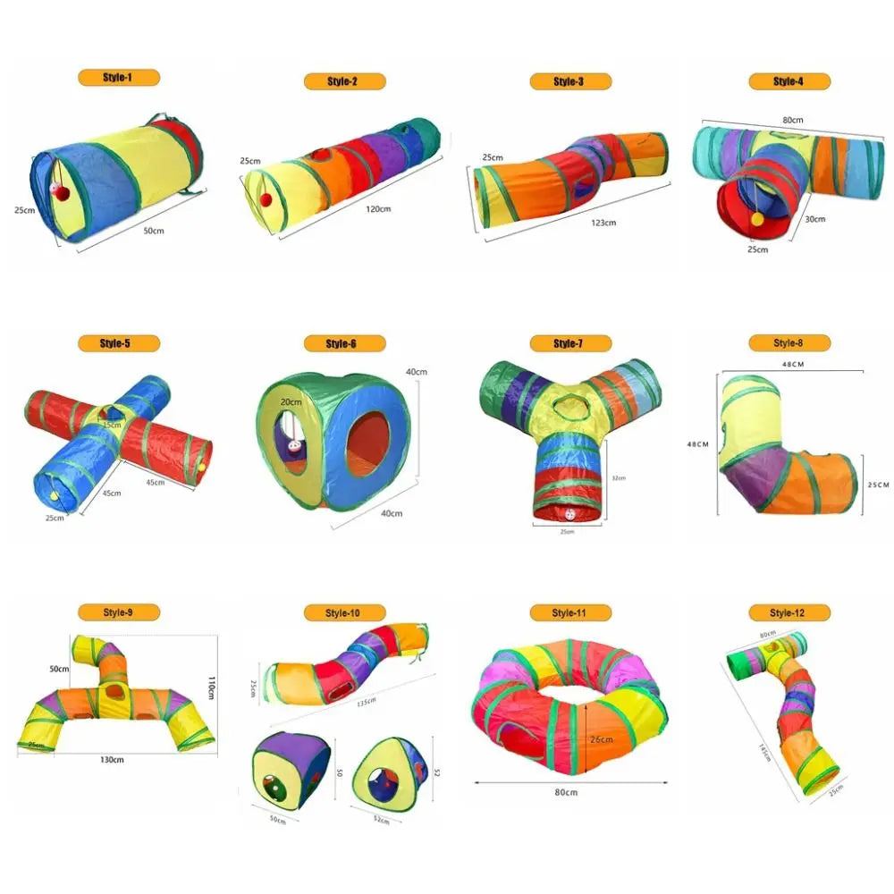 Túnel plegable interactivo para gatos y pequeñas mascotas.