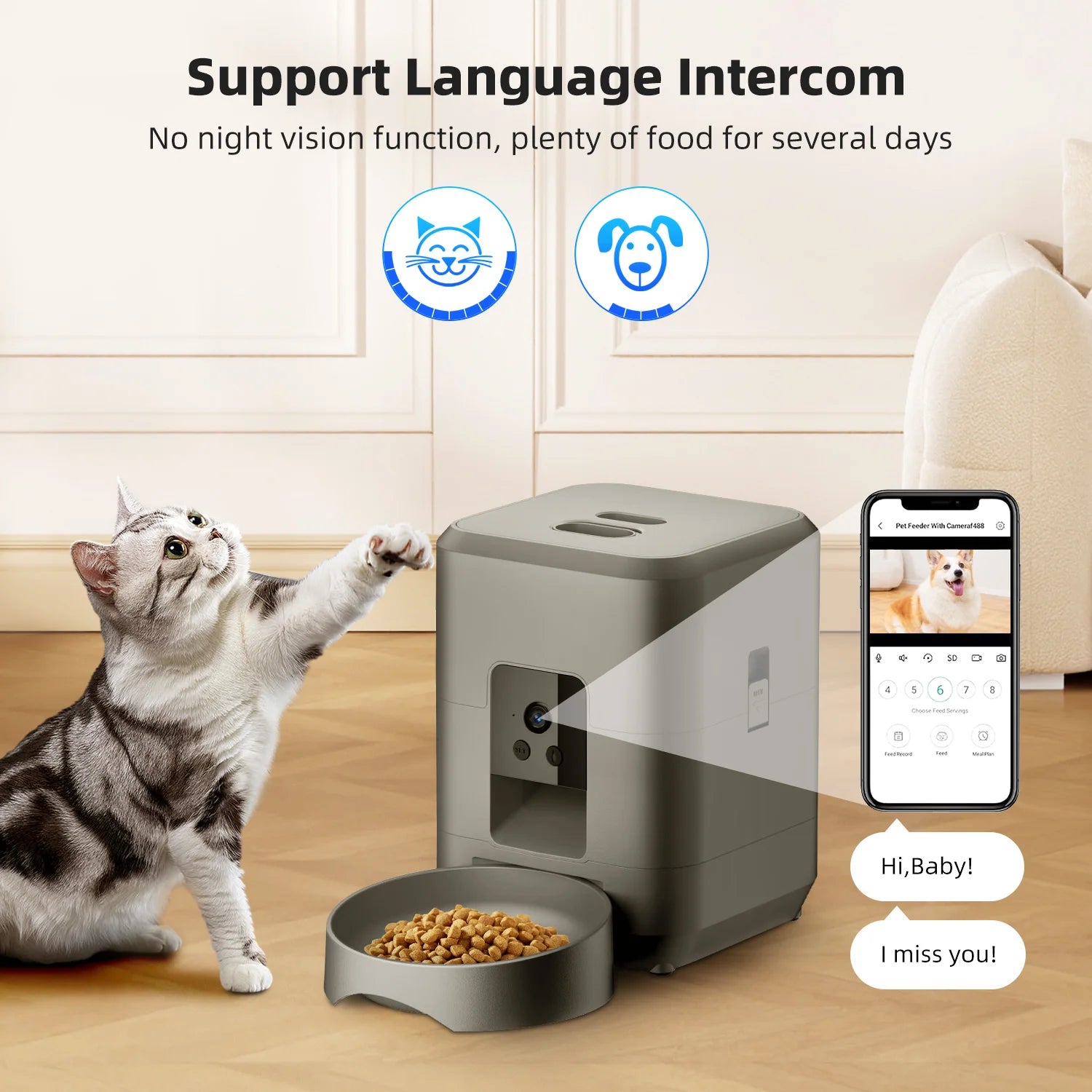 Comedero automático inteligente wifi con control con app móvil
