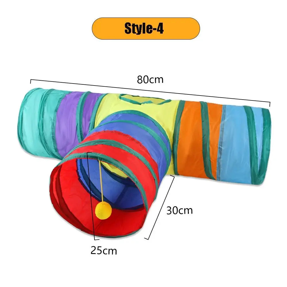 Túnel plegable interactivo para gatos y pequeñas mascotas.
