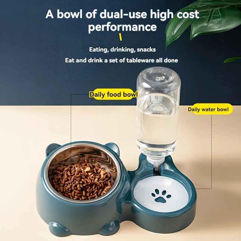 Comedero y dispensador de agua 2 en 1 ergonómico para mascotas