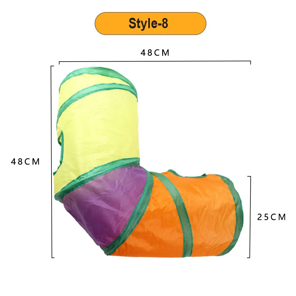 Túnel plegable interactivo para gatos y pequeñas mascotas.