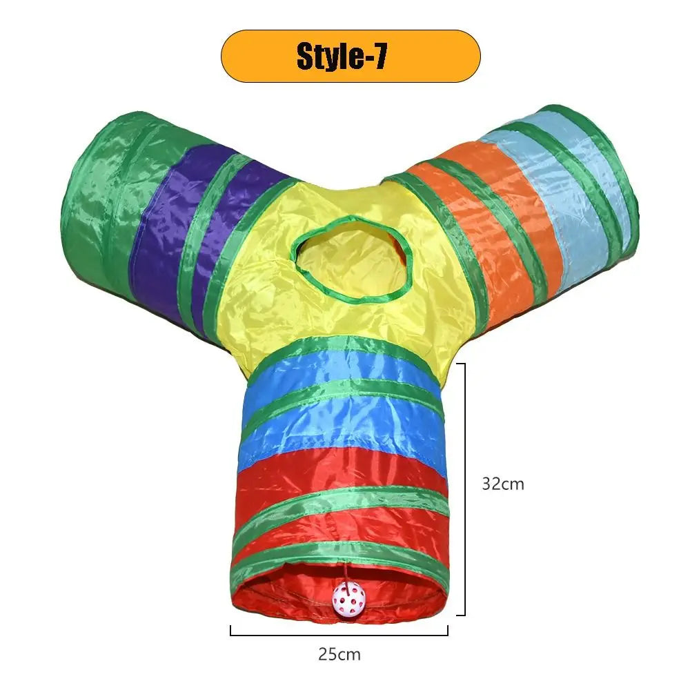 Túnel plegable interactivo para gatos y pequeñas mascotas.