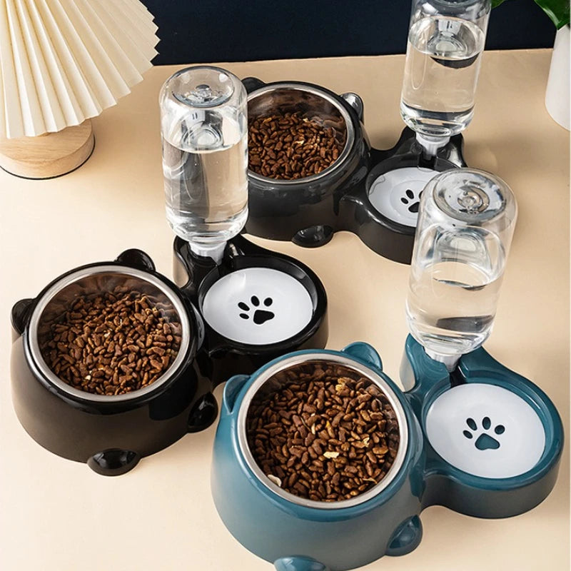 Comedero y dispensador de agua 2 en 1 ergonómico para mascotas